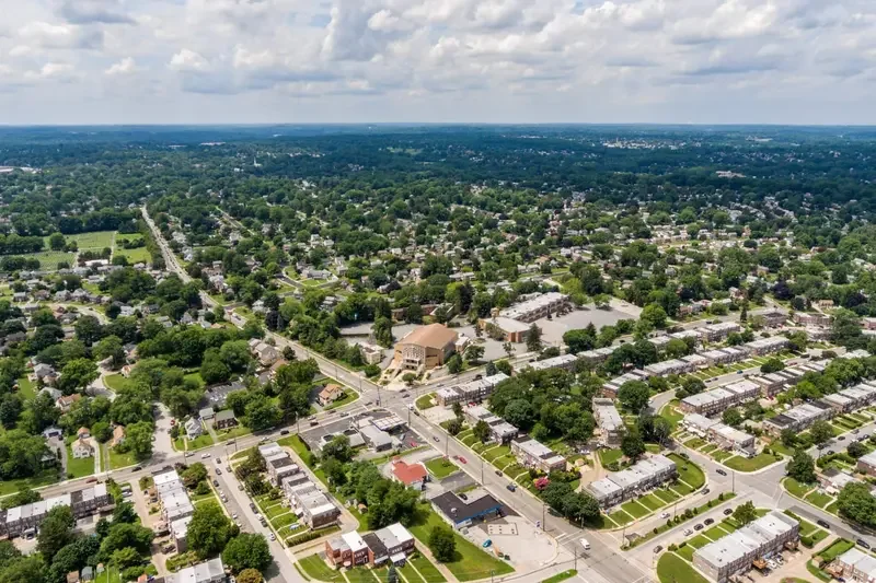 Aerial view showing a property and its surrounding area