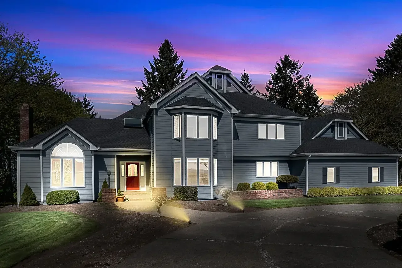 Property photography showing evening light and outdoor or interior features