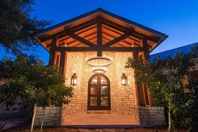 Property photography showing evening light and outdoor or interior features