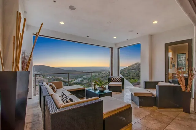 Property photography showing evening light and outdoor or interior features