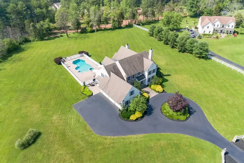 Aerial view showing a property and its surrounding area