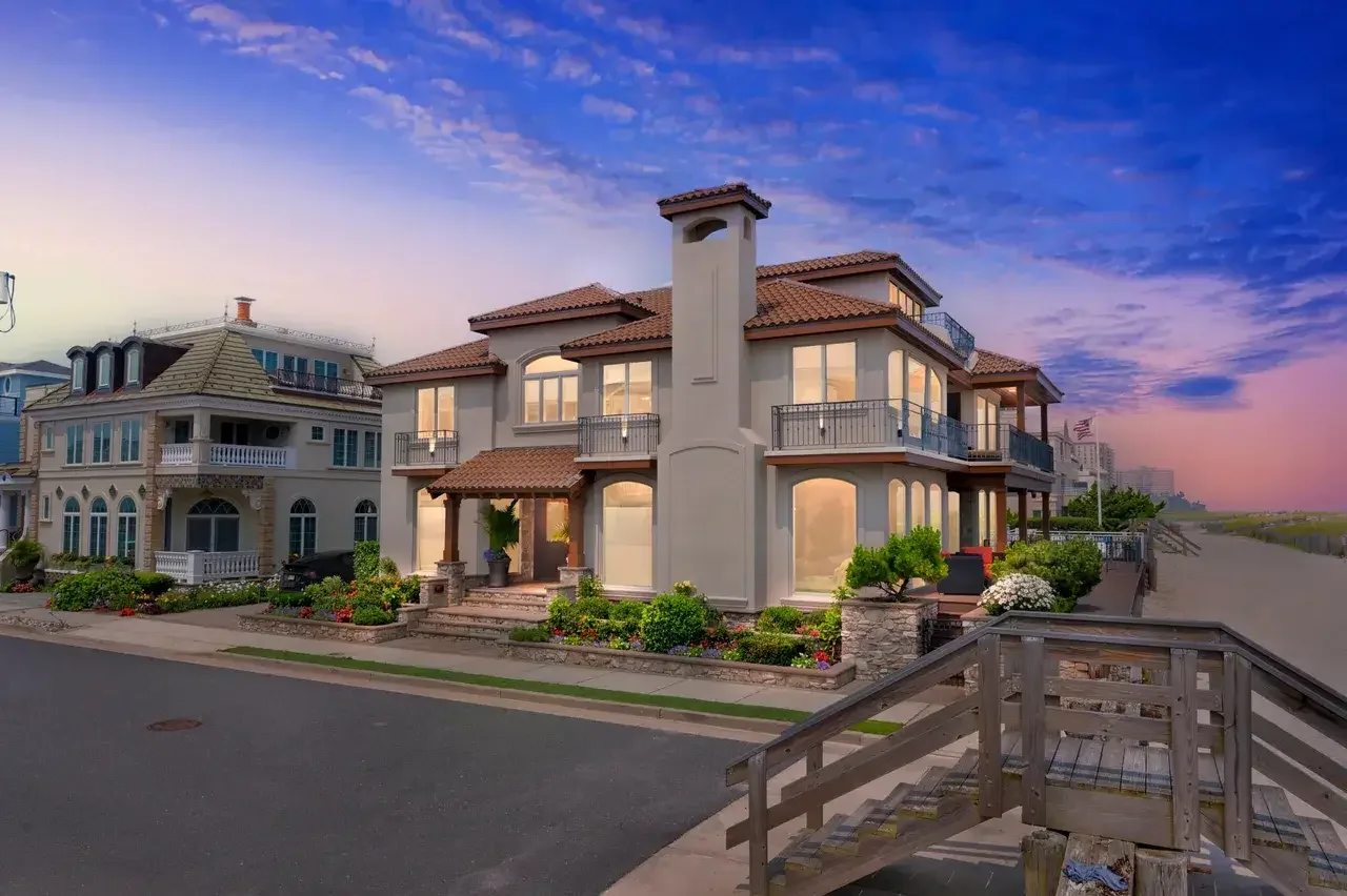 Property photography showing evening light and outdoor or interior features