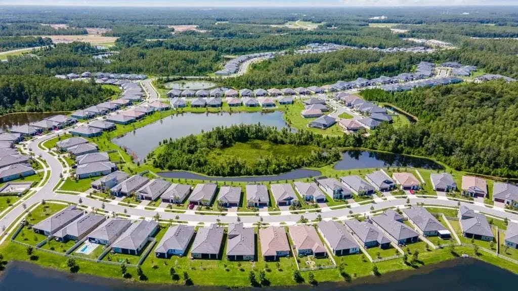 Aerial view showing a property and its surrounding area