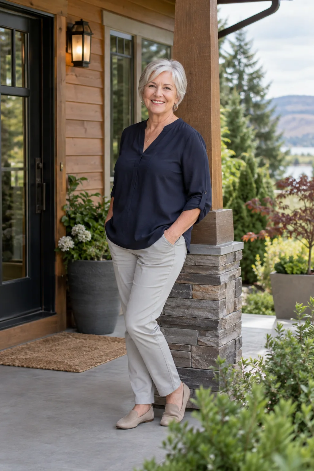 Illustrative portrait of a friendly real estate professional