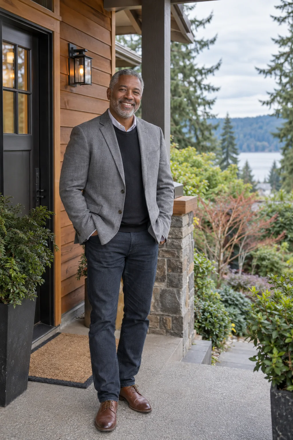 Illustrative portrait of a friendly real estate professional