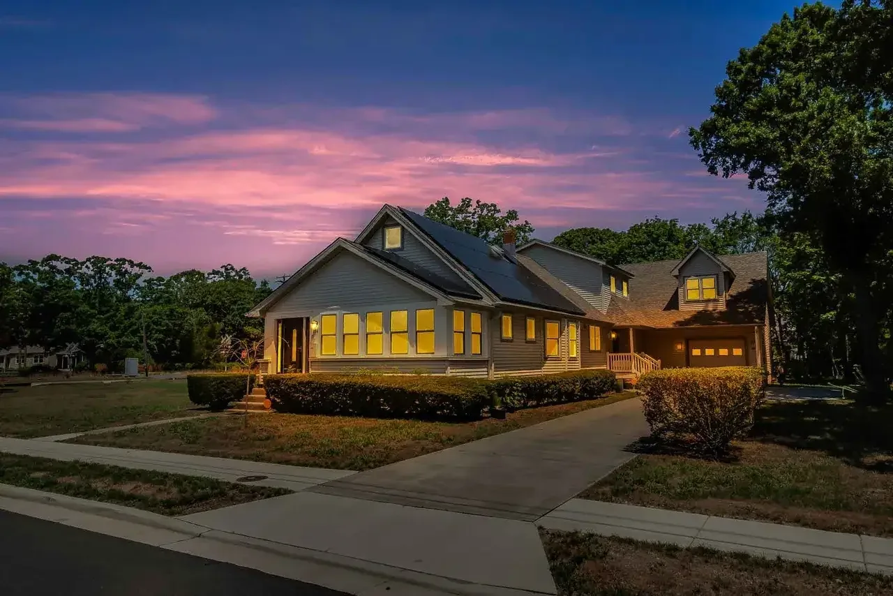 Property photography showing evening light and outdoor or interior features