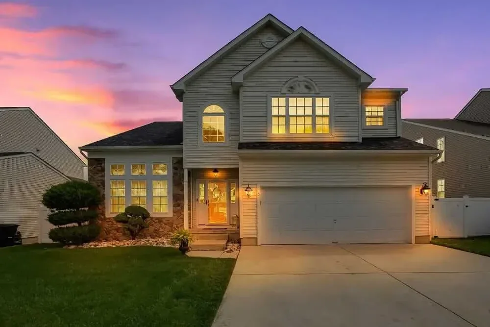 Property photography showing evening light and outdoor or interior features