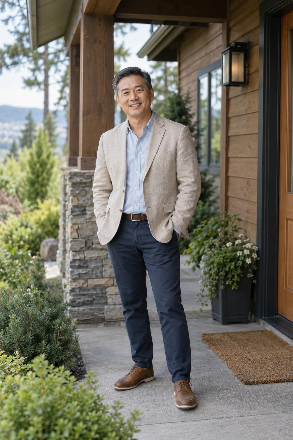 Illustrative portrait of a friendly real estate professional