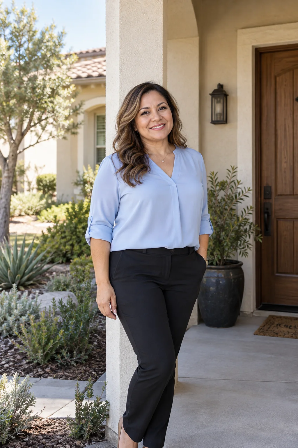 Illustrative portrait of a friendly real estate professional