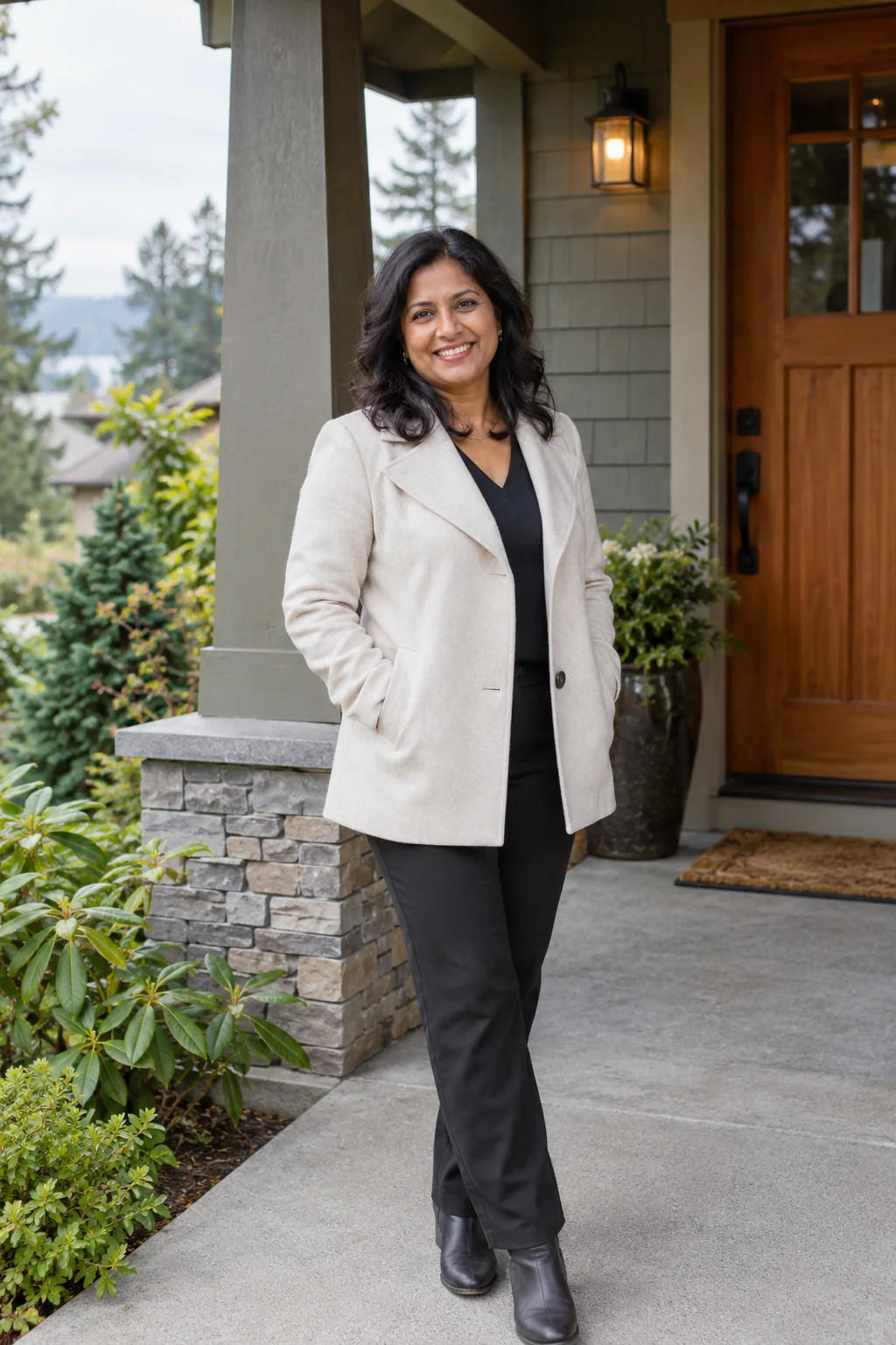 Illustrative portrait of a friendly real estate professional