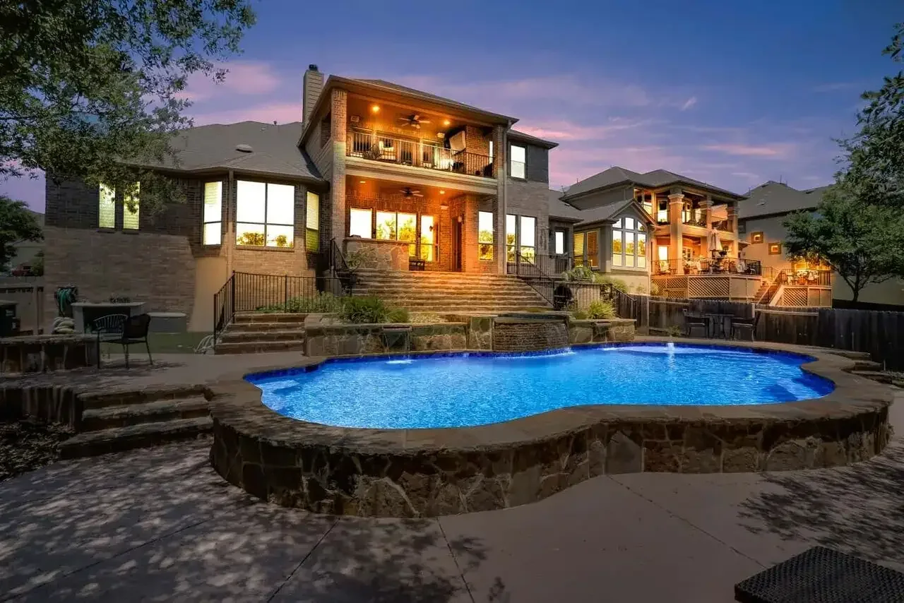 Property photography showing evening light and outdoor or interior features