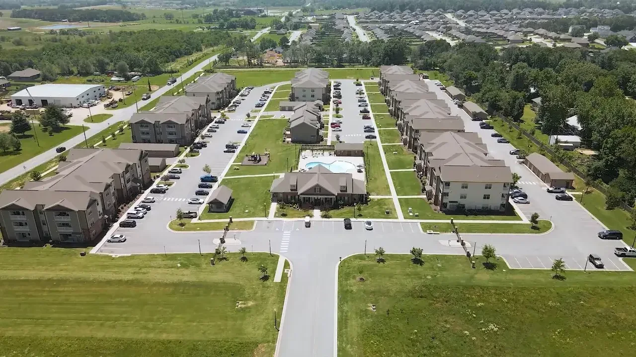 Aerial view showing a property and its surrounding area