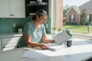 documents needed to sell a house in Texas checklist on a clipboard